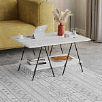 Стол журнальный с белой прямоугольной столешницей и полкой ESSEL WHITE варинант исполнения - 2 | Loft Concept в Уфе