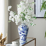 Ваза с бело-синей росписью и изображением цветов Blue & White Ornament варинант исполнения - 4 | Loft Concept в Уфе