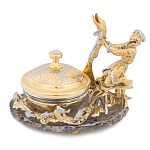 Икорница с декором "Емеля" с гравировкой на подставке из натурального камня Агат Decorative Cavair Dishes варинант исполнения - 3 | Loft Concept в Уфе