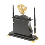 Часы настольные с Гербом России и 2-мя шариковыми ручками в комплекте Stone Clock варинант исполнения - 3 | Loft Concept в Уфе