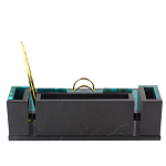 Настольный письменный набор из змеевика с часами и календарницей Successful Leader варинант исполнения - 3 | Loft Concept в Уфе