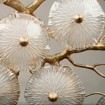 Потолочная люстра круглая ветвистыми бронзовыми элементами и стеклянными рифлеными дисками Textured Glass Chandelier варинант исполнения - 5 | Loft Concept в Уфе