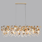 Люстра линейная с подвесками в форме монеток и золотистыми круглыми элементами из металла в виде лепестков FAIRYTREE Light варинант исполнения - 4 | Loft Concept в Уфе