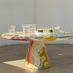 Дизайнерский журнальный стол с цветным орнаментом Unyly варинант исполнения - 2 | Loft Concept в Уфе