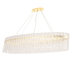 Люстра подвесная овальная с рельефными стеклянными панелями и золотым металлическим каркасом Textured Glass Chandelier варинант исполнения - 1 | Loft Concept в Уфе