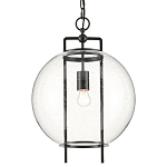 Подвесной светильник в форме шара из прозрачного стекла на линейном черном каркасе  Glass Ball with Seeds варинант исполнения - 2 | Loft Concept в Уфе