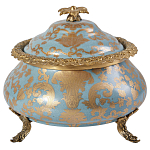 Шкатулка голубого цвета с золотым растительным узором Eden Garden варинант исполнения - 1 | Loft Concept в Уфе