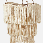 Трехъярусная люстра с подвесками из круглых деревянных бусин белая White Beads Three-tier Chandelier  варинант исполнения - 4 | Loft Concept в Уфе