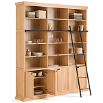 Книжный шкаф из массива сосны с металлической лестницей Burton Wood Cabinet варинант исполнения - 3 | Loft Concept в Уфе
