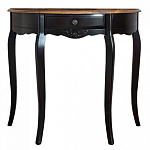 Консоль черная полукруглая из массива березы с ящиком и состаренным эффектом Vintage варинант исполнения - 1 | Loft Concept в Уфе