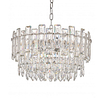 Круглая люстра с хрустальными подвесками на серебряном каркасе Gorgeous Crystal Light варинант исполнения - 10 | Loft Concept в Уфе