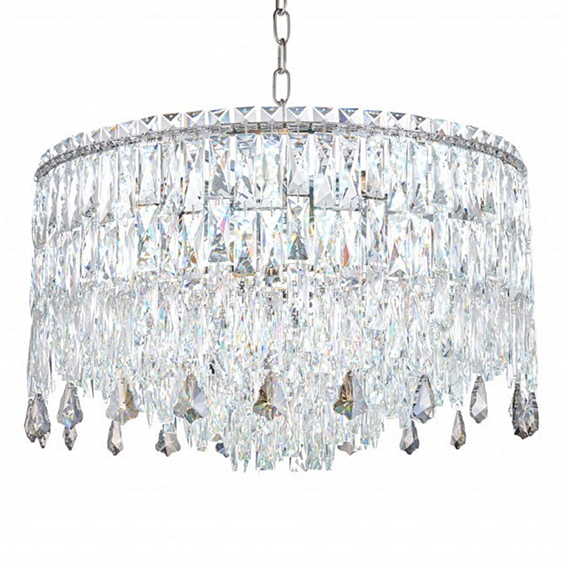 Люстра круглая с хрустальными подвесками на серебряном каркасе Roul Crystal Light Хром Прозрачный Люстра круглая с хрустальными подвесками на серебряном каркасе Roul Crystal Light Хром Прозрачный в Уфе | Loft Concept