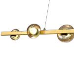 Люстра светодиодная линейная с 6-ю круглыми плафонами коньячного цвета Iona Chandelier Brass  варинант исполнения - 2 | Loft Concept в Уфе