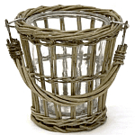 Кашпо стеклянное в плетёной корзине Timber варинант исполнения - 1 | Loft Concept в Уфе