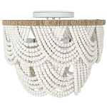 Круглый потолочный светильник с подвесками из круглых деревянных бусин Wooden Beads White Ceiling Lamp варинант исполнения - 2 | Loft Concept в Уфе