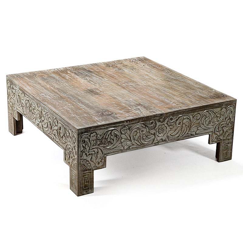 Кофейный стол Carved Сoffee table ручная резьба по дереву Коричневый винтаж в Уфе | Loft Concept 