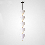 Подвесной светильник светодиодный в виде ряда белых металлических конусов  Herringbone варинант исполнения - 3 | Loft Concept в Уфе