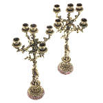 Подсвечники из бронзы на 10 свечей на подставке из камня креноид Stone Candlestick варинант исполнения - 2 | Loft Concept в Уфе