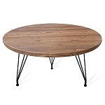 Стол журнальный c коричневой круглой столешницей на трех металлических ножках Charm Coffee Table варинант исполнения - 1 | Loft Concept в Уфе