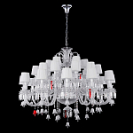 Люстра многоярусная с 30-ю белыми текстильными абажурами и хрустальными подвесками Lustre Reverie варинант исполнения - 2 | Loft Concept в Уфе