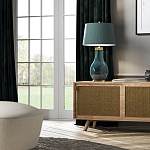 Настольная лампа с коническим дымчато-зелёным абажуром из искусственного шёлка Quintiesse варинант исполнения - 3 | Loft Concept в Уфе