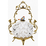 Конфетница с бронзовой ручкой и фарфоровой птичкой на крышке Eden Garden варинант исполнения - 1 | Loft Concept в Уфе