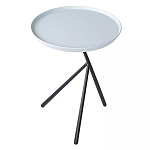 Столик приставной с круглой серой столешницей и черным основанием Round Stable Table варинант исполнения - 2 | Loft Concept в Уфе