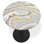 Стол журнальный с круглой столешницей из стекла Gray and Gold Marble варинант исполнения - 2 | Loft Concept в Уфе