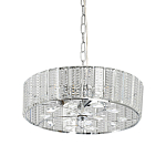 Люстра круглая на цепи цвета хром с прозрачными рельефными хрустальными пластинами Textured Glass Chandelier варинант исполнения - 1 | Loft Concept в Уфе