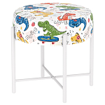 Пуф детский круглый с принтом на 4-х белых ножках Dinosaurs CHILDHOOD варинант исполнения - 1 | Loft Concept в Уфе