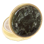 Таблетница карманная круглая с 3-мя отделениями и накладкой из натурального камня Серафинит Gold Stone Pillboxes варинант исполнения - 2 | Loft Concept в Уфе