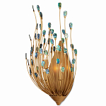 Бра настенное золотое с декором из бирюзовых элементов Peacock Tail варинант исполнения - 2 | Loft Concept в Уфе
