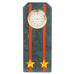 Часы погон ВС подарочные настольные из натурального камня Змеевик Military Clock варинант исполнения - 13 | Loft Concept в Уфе