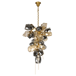 Люстра подвесная вытянутой формы с плафонами из стекла и металла с двумя вертикальными подвесками Gilded Mirage  варинант исполнения - 2 | Loft Concept в Уфе