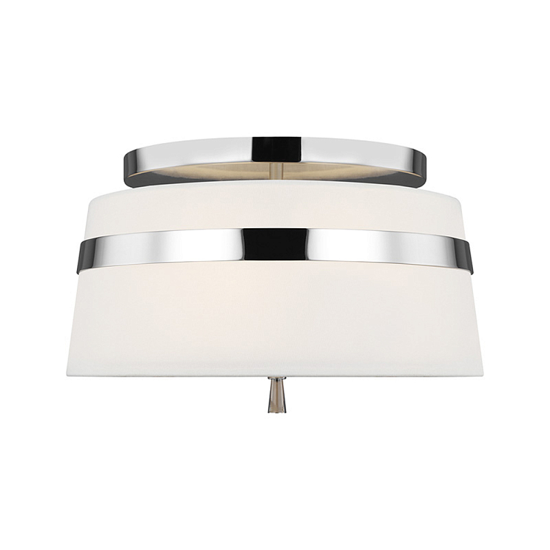 Потолочный светильник с белым тканевым абажуром Generation Lighting Никель Бежевый Белый в Уфе | Loft Concept 