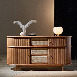 Дизайнерский комод овальный с фактурным фасадом и вставками из плетеных элементов Ambar варинант исполнения - 1 | Loft Concept в Уфе