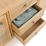 Длинный комод из ротанга с дверцами и ящиками Simone Rattan Chest of Drawers варинант исполнения - 4 | Loft Concept в Уфе