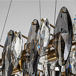 Люстра подвесная с овальными подвесками из стекла дымчатого цвета Harlow Crystal Round варинант исполнения - 3 | Loft Concept в Уфе