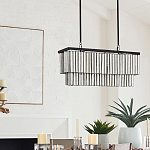 Люстра линейная прямоугольная с подвесками из натурального перламутра Nacre варинант исполнения - 5 | Loft Concept в Уфе