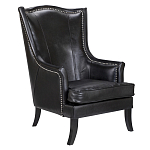 Кресло из натуральной кожи на 4-х деревянных ножках из массива бука Daniel Leather Armchair black варинант исполнения - 1 | Loft Concept в Уфе
