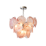 Люстра с каскадом из круглых розовых стеклянных дисков Pink Light Waterfall варинант исполнения - 2 | Loft Concept в Уфе