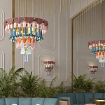 Люстра круглая с декором из разноцветных элементов в виде листьев Changing Seasons варинант исполнения - 12 | Loft Concept в Уфе