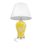 Настольная лампа желтая с изображением белых птиц Flight Among Acacia варинант исполнения - 3 | Loft Concept в Уфе