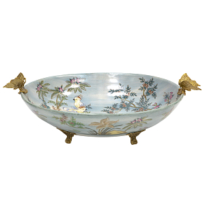 Фарфоровое блюдо с бронзовыми элементами Blue Garden