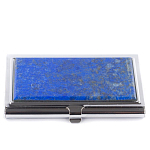 Визитница карманная металлическая с накладкой из натурального камня Лазурит Stone Business Card Holders  варинант исполнения - 1 | Loft Concept в Уфе