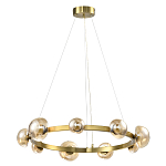Люстра подвесная светодиодная с 9-ю круглыми плафонами коньячного цвета Iona Chandelier Brass  варинант исполнения - 1 | Loft Concept в Уфе