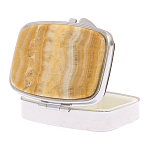 Таблетница карманная прямоугольная с 2-мя отделениями с зеркалом и накладкой из натурального камня Оникс Silver Stone Pillboxes варинант исполнения - 2 | Loft Concept в Уфе