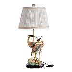 Настольная лампа с абажуром и основанием в виде двух цапель Porcelain Heron Lamp варинант исполнения - 1 | Loft Concept в Уфе