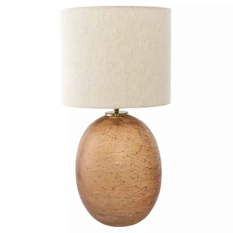 Настольная лампа с тканевым бежевым абажуром на овальном основании Beige Lampshade on Oval Base Бежевый в Уфе | Loft Concept 