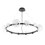 Люстра подвесная круглая с 12-ю прозрачными куполообразными плафонами и черным металлическим основанием Flos Wireline Lighting варинант исполнения - 2 | Loft Concept в Уфе